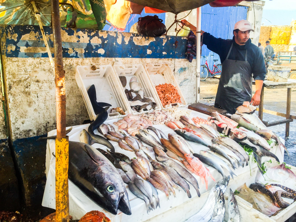 Rybí trh v Maroku.